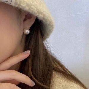 3/$35 10mm Classic Copper Faux Pearl White Ear Studs Earrings Gifts Women